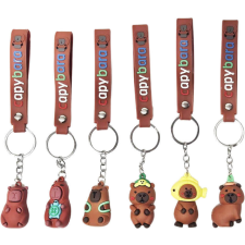  Kapibara kulcstartó pánttal, műanyag, 6 féle kulcstartó