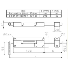 Kaputolózár 300 x 120 x 40 mm horganyzott 3925656 zár és alkatrészei