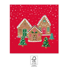 Karácsony Gingerhouses, Karácsony szalvéta 20 db-os, 33x33 cm FSC party kellék