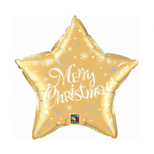 Karácsony Merry Christmas Gold Star, Karácsony fólia lufi 51 cm party kellék