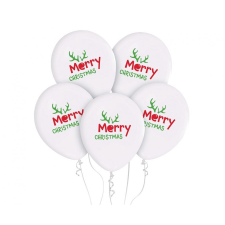 Karácsony Merry Christmas, Karácsony léggömb, lufi 5 db-os 12 inch (30cm) party kellék