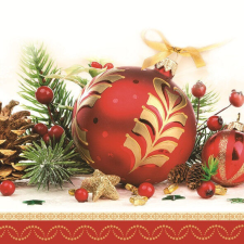 Karácsony Red Bauble szalvéta 20 db-os 33x33 cm papírárú, csomagoló és tárolóeszköz
