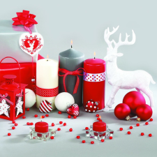  Karácsony Red Composition szalvéta 20 db-os 33x33 cm party kellék