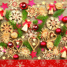 Karácsony Wooden Decorations szalvéta 20 db-os 33x33 cm party kellék