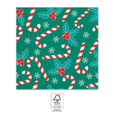 Karácsony Xmas Sugar Canes, Karácsony szalvéta 20 db-os, 33x33 cm FSC party kellék