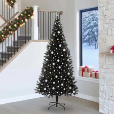  Karácsonyfa 300 LED-del állvánnyal Fekete 240 cm PVC műfenyő