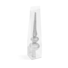 Karácsonyfa csúcsdísz – ezüst, glitteres – 30 x 7 cm – 58780B karácsonyfadísz