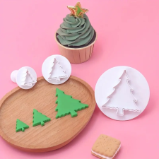  Karácsonyfa formájú rugós kiszúró 3 méretben 3 db/csom sütés és főzés