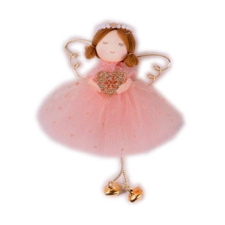  Karácsonyfadísz - Angyal rózsaszín tüllszoknyában (drót szárnyakkal) fajáték