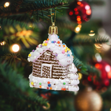  Karácsonyfadísz - fényes házikó - 8 x 6 x 4 cm  58587 karácsonyfadísz