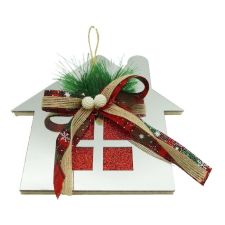  Karácsonyfadísz, Flippy, Ház, Ezüst, Fényes, 14*17cm, Akril, Beltéri/Kültéri karácsonyfadísz