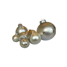  Karácsonyfadísz üveg gömb 6 db ezüst 6 cm karácsonyfadísz