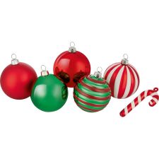  Karácsonyfagömb-készlet 6 cm átmérő 50 darabos piros-fehér-zöld karácsonyfadísz