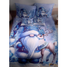  Karácsonyi 3 részes ágyneműhuzat 3D - Kék manó őzikével karácsonyi textilia