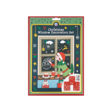 Karácsonyi ablakdíszítő szett 3 db A4 sablonnal, 4 filctollal kreatív és készségfejlesztő