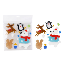  Karácsonyi ablakzselé - Pingvin, rénszarvas, jegesmaci, mókus dekor figurákkal karácsonyi ablakdekoráció