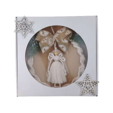  Karácsonyi ajtódísz angyallal, díszdobozban fenyőágakkal karácsonyi dekoráció