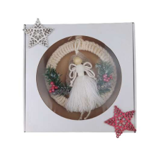  Karácsonyi ajtódísz koszorú angyallal, díszdobozban karácsonyi dekoráció