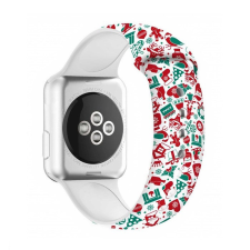 Karácsonyi Apple Watch 38/ 40/ 41 mm, karácsonyi mintás óraszíj, fehér-ajándék okosóra kellék