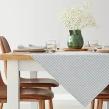  Karácsonyi asztalterítő kockás jacquard anyagból ezüst szállal Ezüst 85x85 cm lakástextília