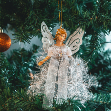  Karácsonyi dekor - angyal - 20 x 20 cm - ezüst karácsonyi dekoráció