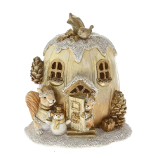 Karácsonyi dekorációs modell Pumpkin House lámpákkal, 12x11x14 cm, arany karácsonyi dekoráció