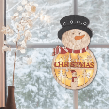  Karácsonyi fa ablak-, ajtódísz, - Hóember karácsonyi ablakdekoráció
