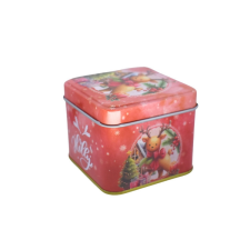  Karácsonyi fém díszdoboz, mini (négyzet alapú, rénszarvas masnival) fajáték