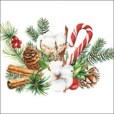 Karácsonyi fenyőágas - nyalókás szalvéta - 25x25 cm - Christmas arrangement papírárú, csomagoló és tárolóeszköz