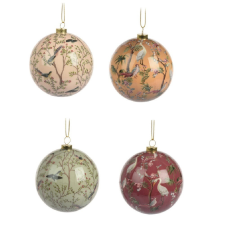  Karácsonyi gömb madár díszítéssel 7cm dekorációs kellék