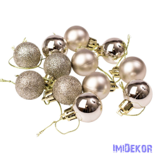  Karácsonyi gömb szett 12 db-os 2,5cm - Pezsgő karácsonyfadísz