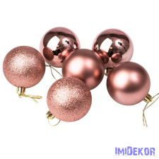  Karácsonyi gömb szett 6 db-os 6cm - Rosegold karácsonyfadísz