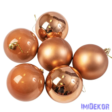  Karácsonyi gömb szett 6 db-os 8cm - Világosbarna dekorációs kellék