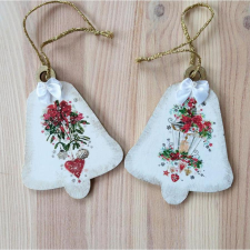  Karácsonyi harangok, 2 db-os szett. Mérete: 85x110 mm dekorációs kellék