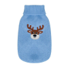Karácsonyi kötött kutyapulóver rénszarvas mintával, világoskék M-es