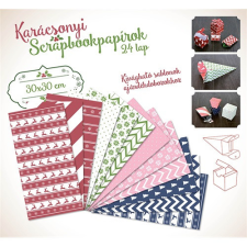 Karácsonyi kreatív scrapbookpapírok 30x30 cm 24 lap piros-zöld karácsonyi dekoráció