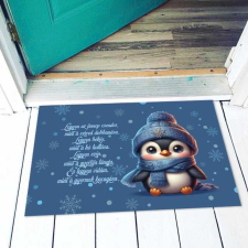  Karácsonyi lábtörlő, Pingvin kék sapkában lakástextília