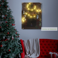  Karácsonyi LED-es hangulatkép, 30 x 40 cm karácsonyfa izzósor