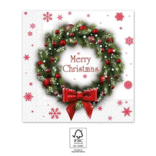  Karácsonyi Merry Xmas Wreath szalvéta 20 db-os 33x33 cm FSC papírárú, csomagoló és tárolóeszköz