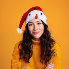  Karácsonyi mikulás sapka - Hóember mintával - 30 x 45 cm jelmez