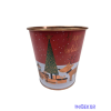  Karácsonyi mintás bádog kaspó 10 cm - Happy Holiday