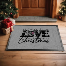 Karácsonyi mintás Lábtörlő 60X40 cm "Love Christmas"szürke, fekete lakástextília