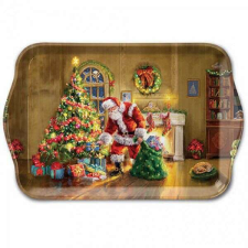 Karácsonyi műanyag kistálca - 21x13 cm - Télapó a karácsonyfánál / Gifts under Christmas tree konyhai eszköz