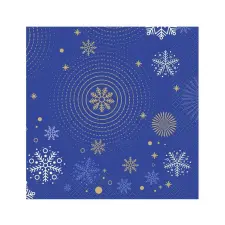  Karácsonyi Navy Blue Snowflakes szalvéta 20 db-os 33x33 cm party kellék