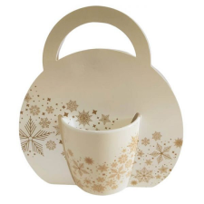 Karácsonyi porcelán bögre díszcsomagolásban - 300 ml - arany hópelyhes bögrék, csészék