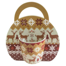 Karácsonyi porcelán bögre díszcsomagolásban - 300 ml - norvég mintás szarvasos bögrék, csészék