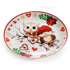  Karácsonyi porcelán lapostányér gyerekeknek - 20,5 cm - baglyos babaétkészlet
