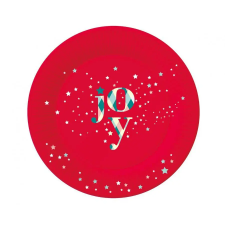  Karácsonyi Red Joy papírtányér 6 db-os 18 cm party kellék