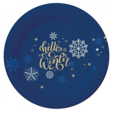 Karácsonyi Snowflakes papírtányér 6 db-os 18 cm party kellék