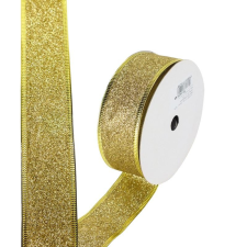  Karácsonyi szalag glitteres - arany, drótos szegéllyel dekorációs kellék